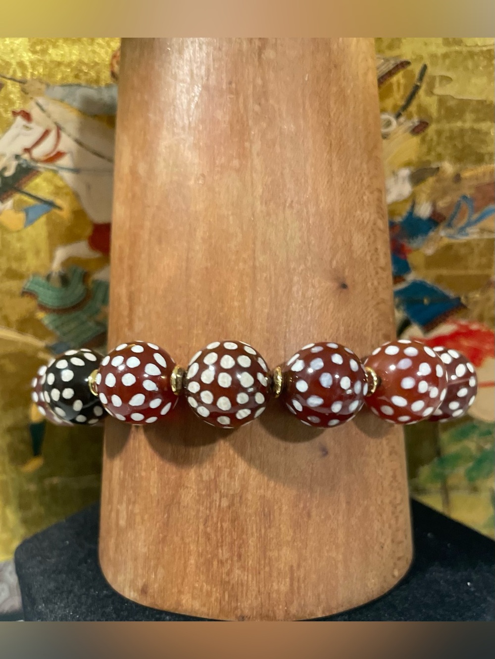 Vintage Tibetan Agate Snowflake dZi Bead prayer Bracelet